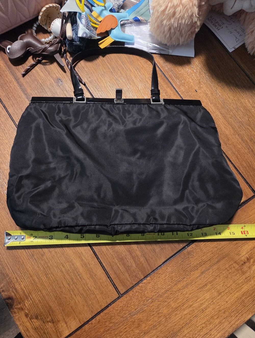 Prada Black Shoulder Bag with Glossy Trim - Picture 11 of 15